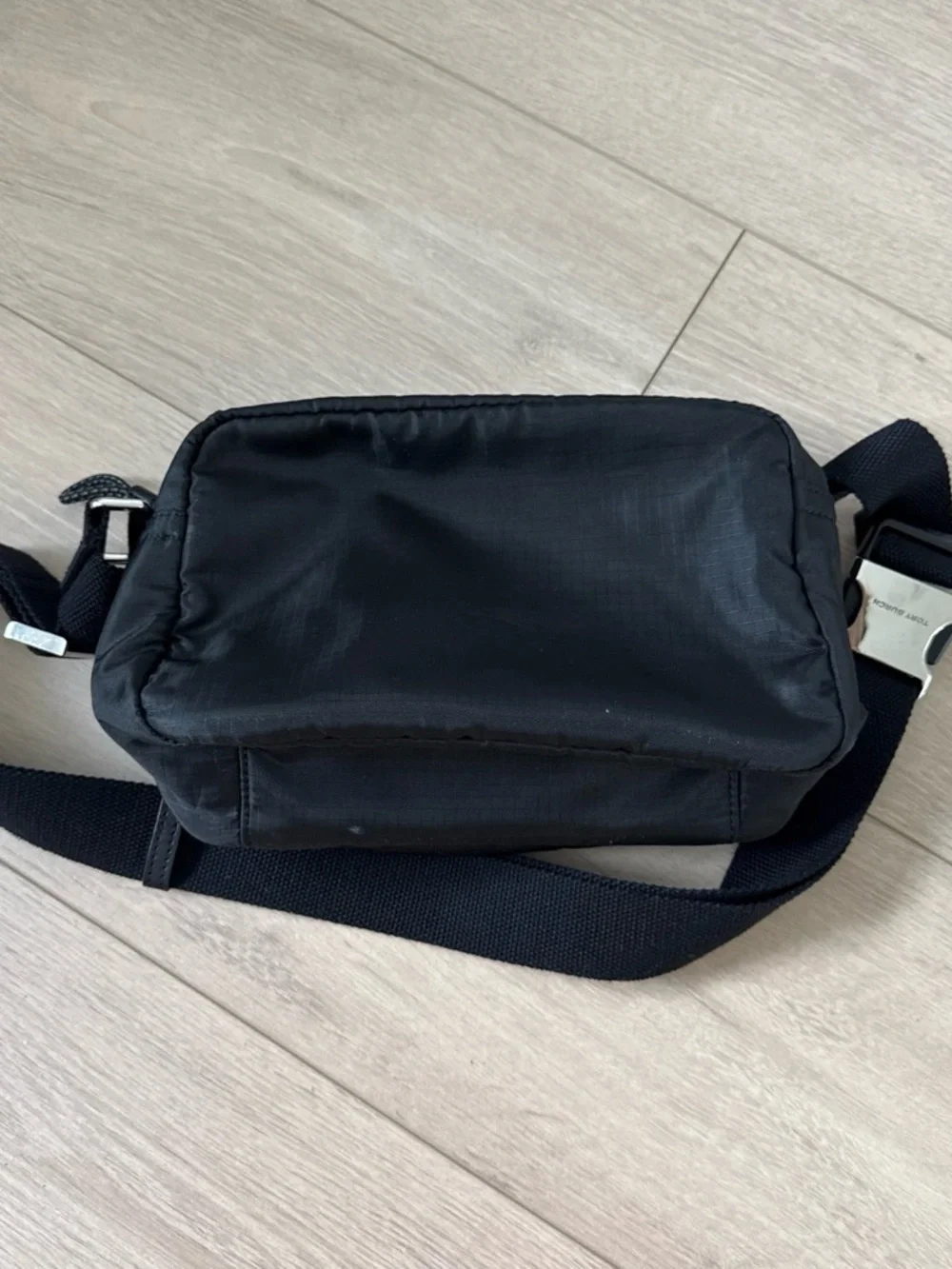 Tory Burch Black Nylon Belt Bag with Logo Patch